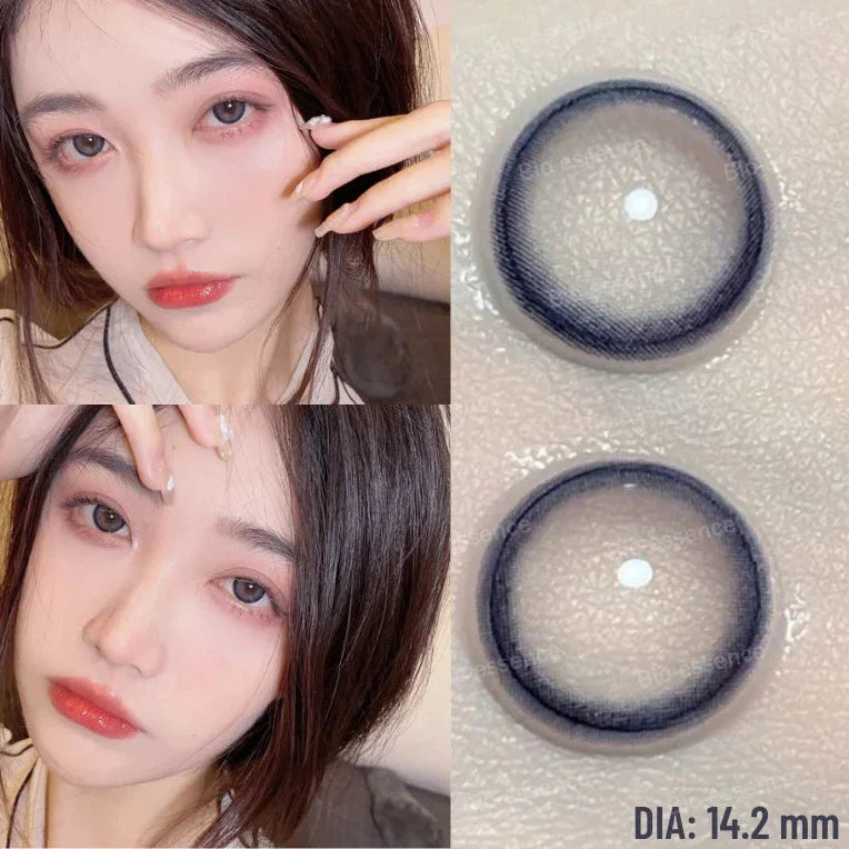 qgtao  1 Pair Dark Lenses Korean Style Colored Contact Lenses Myopia Lenses Black Lenses Fog Pearl Lens High Quality