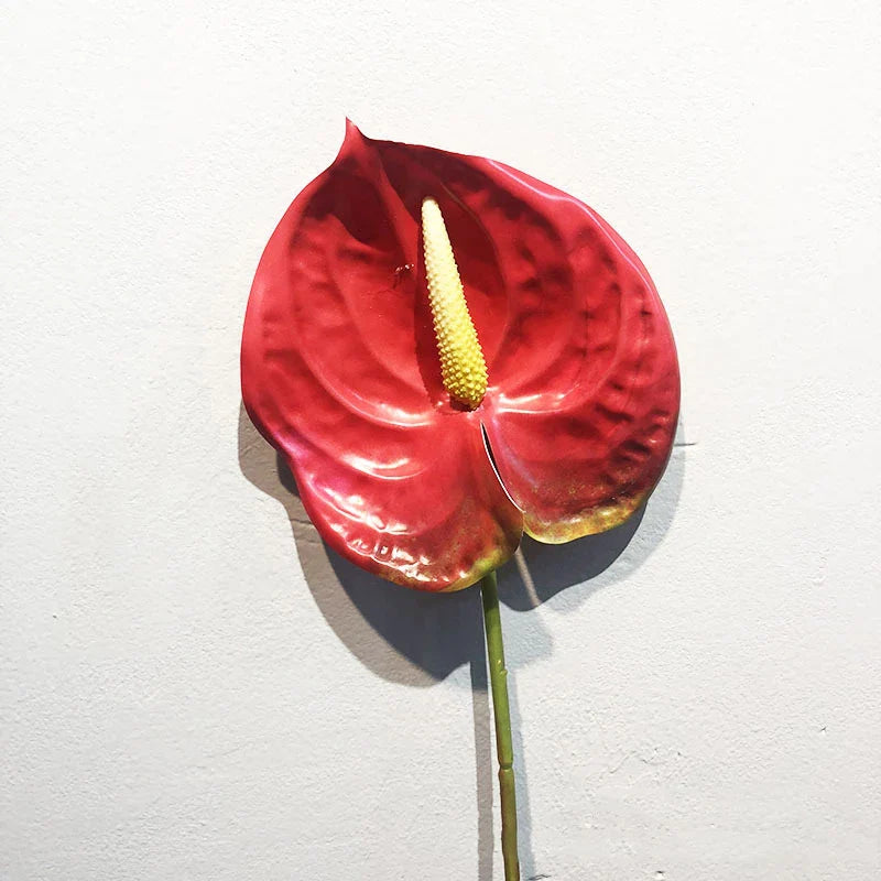 qgtao 1pc Artificial Flower Real Touch Anthurium Lotus Wedding Bride Fake Flower Plant DIY Party Christmas Home Decoration Accessories