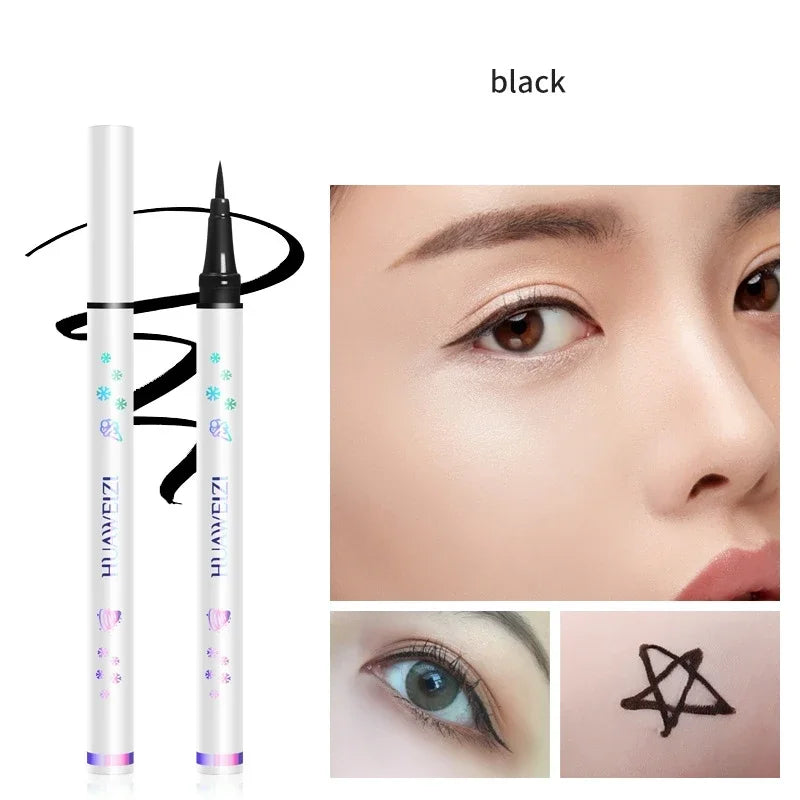 qgtao Colored Eyeliner Pencil Matte Waterproof Long Lasting Eyeliner Liquid Pen Quick-drying No Blooming Black White Eye Makeup Tools