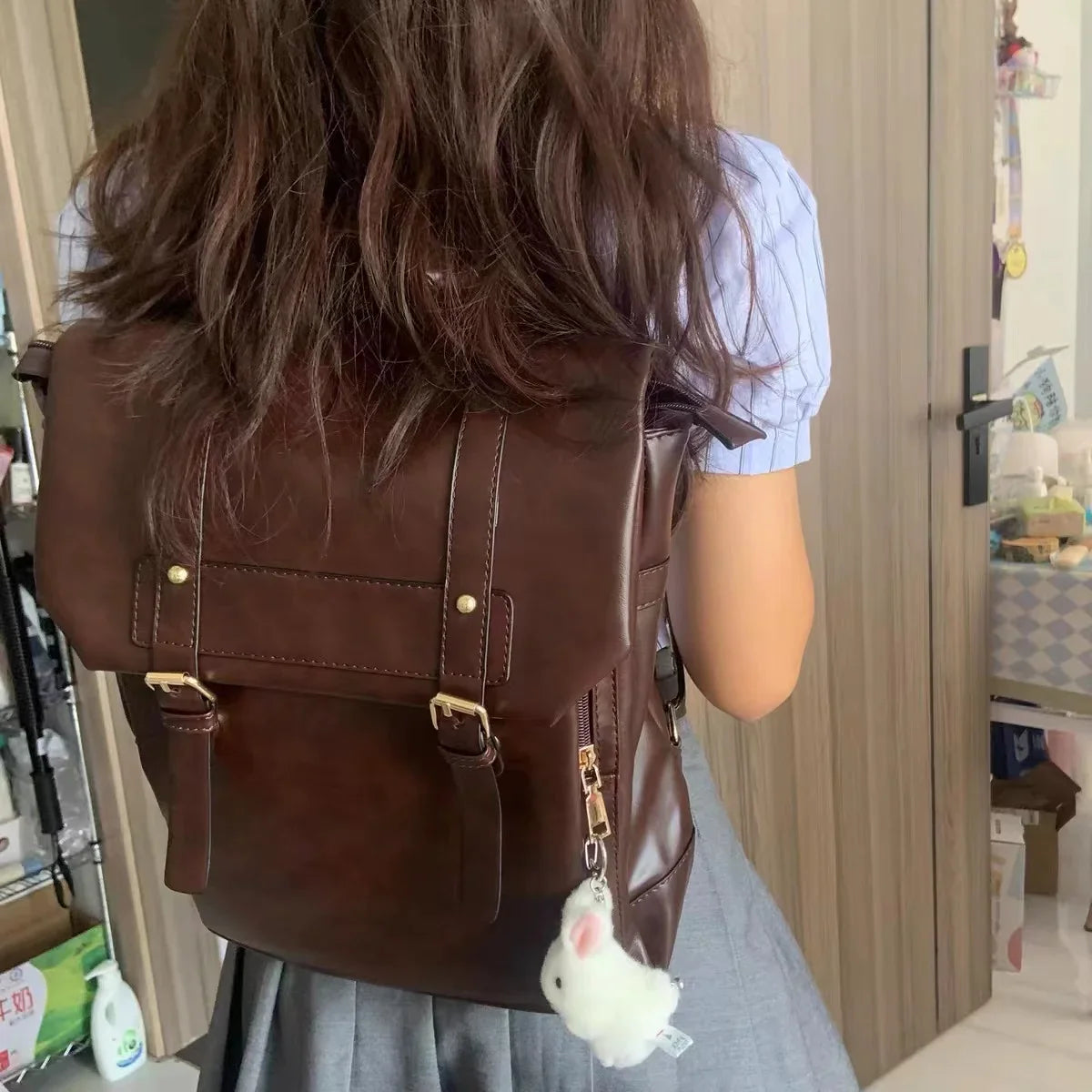 qgtao Vintage Brown Jk Backpacks Women High Street Preppy Style Pu Leather Mini Backpack Ladies Harajuku Casual School Bag New