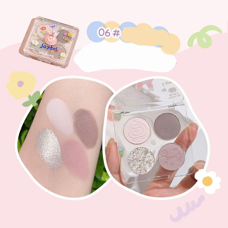 Cute Planet Eyehshadow Palette 4 Color Matte Glitter Eye Makeup Soft Longwear Waterproof Shimmer Eye Shadow Smoky Eyes Cosmetics