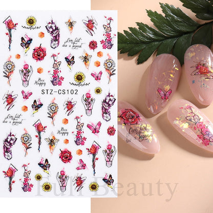 3D Christmas Sticker for Nails Cute Cartoon Sliders Snowflake Elk Xmas Tree Decal Gel Polisn Manicure Nail Art Decor SACA717-724