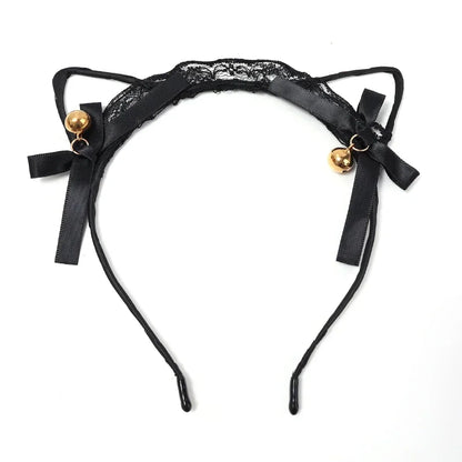 qgtao  -  Women Sexy Black Cat Ears Head Bezel Fashion Lace Lady Hairband Cosplay Headwear Headband Girl Birthday Party Hair Accessories