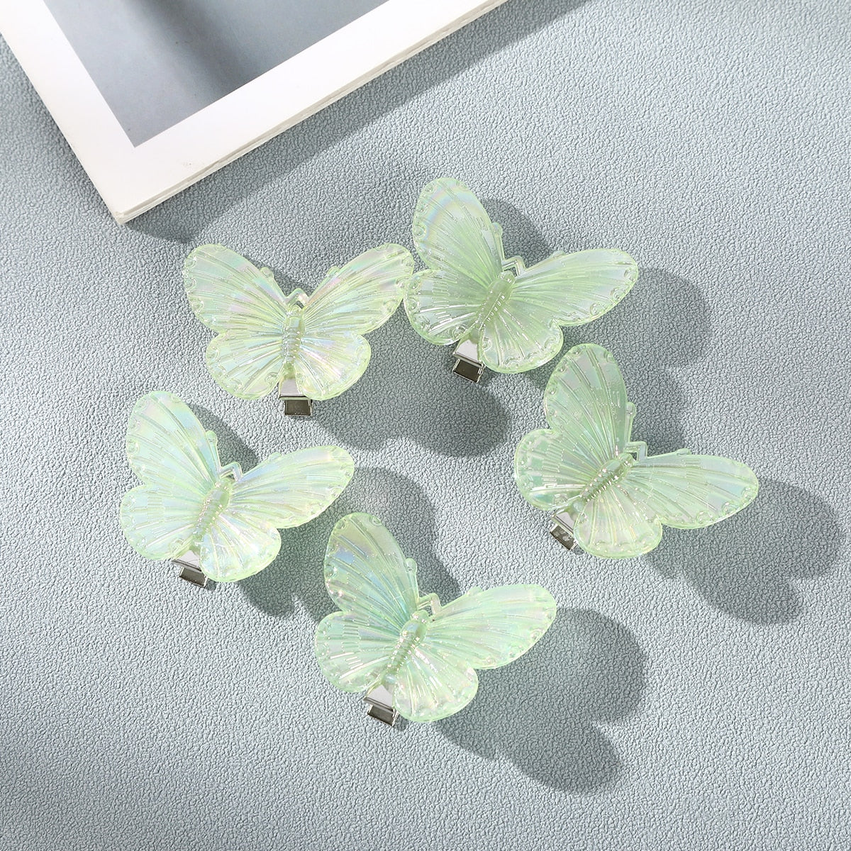 5pcs Girls Transparent Butterfly Pink Hairpin Children Fashion Heart-Shape Hair Clips Women Barrettes Headband Hair Accessories