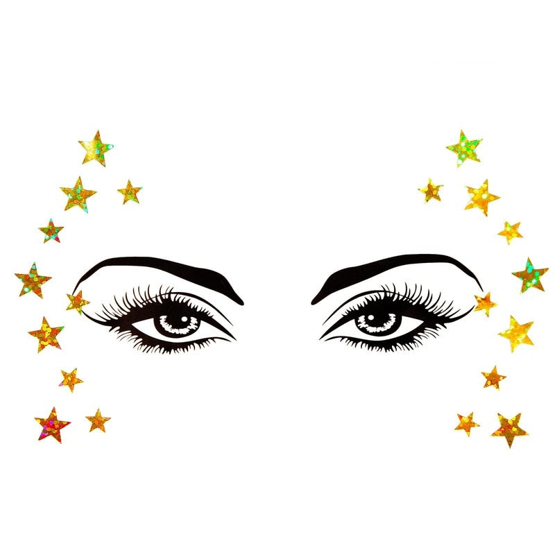 Face Festival Stickers 3D Eyebrow Diamond Temporary Tattoo Kids Show Makeup Halloween Party DIY Face Jewelry Tattoo Decoration