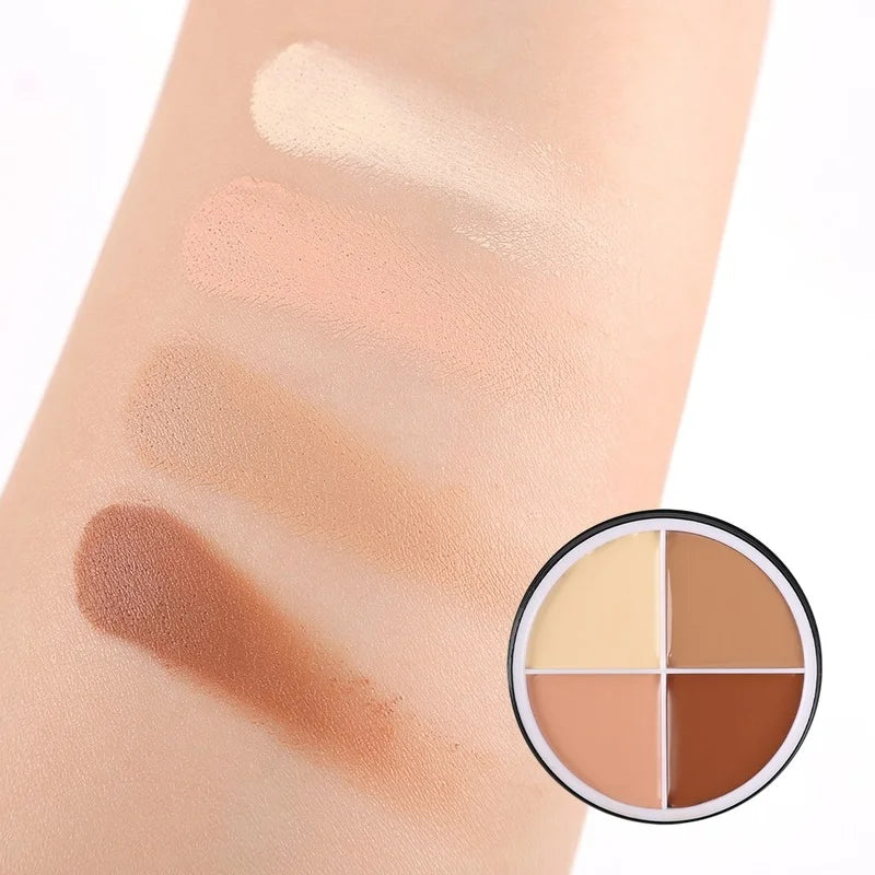 qgtao 4 Colors Concealer Makeup Palette Waterproof Moisturizing Coverage Dark Circle Face Contour Bronzer Foundation Cream Cosmetic