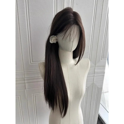 OKLULU  -  Temperament Black Wig Long Black Hair Headband Lace Front Wigs Natural Comfortable Fluffy Long Straight Wig for Daily Use