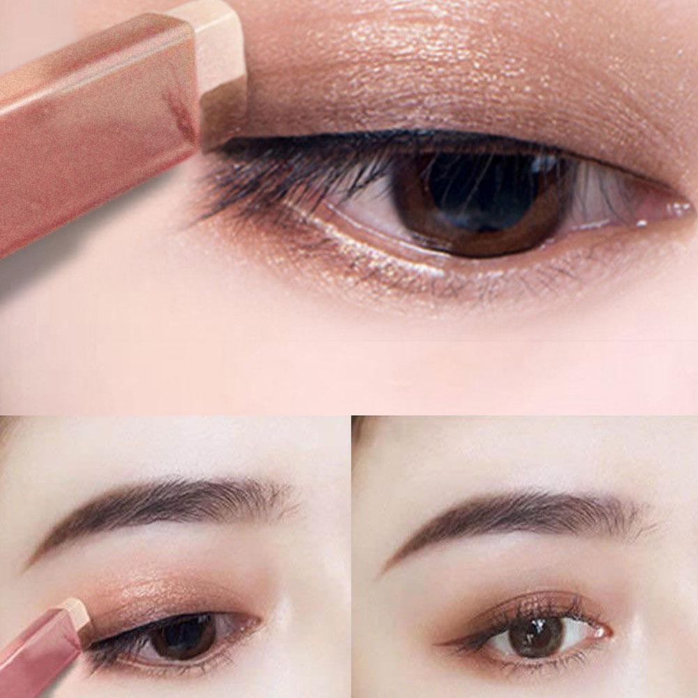 1Pcs Professional 2 In 1 Double Color Gradient Velvet Eye Shadow Stick Lazy Makeup Waterproof Lasting Shimmer Metallic Eyeshadow