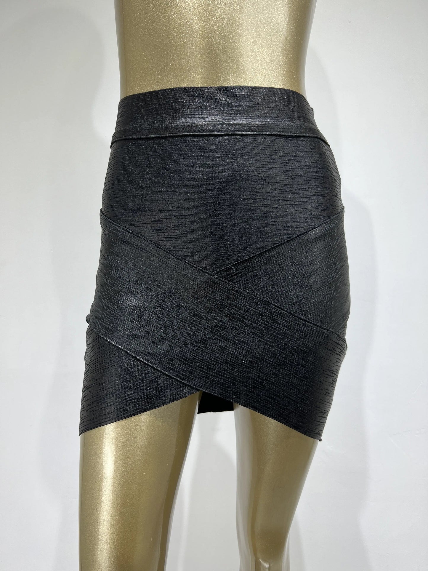 qgtao Ladies High Quality Rayon Black Thick Rayon Pencil Bandage Skirt Cute Mini Skirt