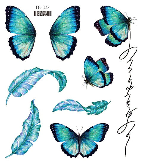 Fairy Butterfly Wings Shiny Tattoo Sticker Waterproof Eyes Face Hand Body Art Fake Tattoos For Women Makeup Dance Music Festival