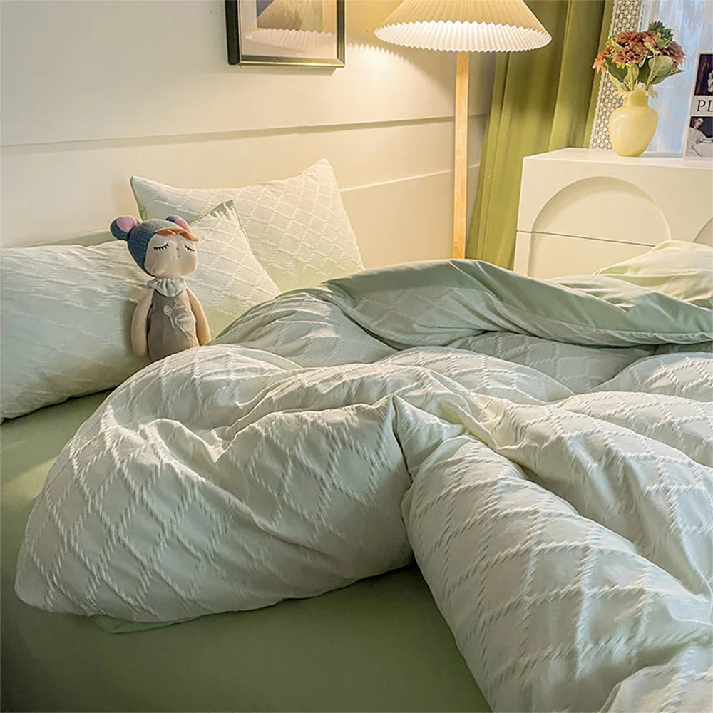 Yeknu Bedding Set Fashion Skin Friendly Fabric Home Hotel King Size Single Double Bed Set Duvet Cover Quilt Cover Pillowcase Bed Linen