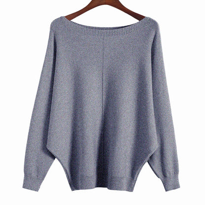 qgtao Winter 2024 Boat Neck Batwing Sweaters Pullovers Women Casual Cashmere Sweater Plus Size Knit Jumpers Tops Pull Femme