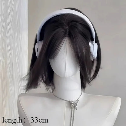 qgtao  -   Sweet Short Bob Wig for Women Lace Front Wigs Headband Summer Fresh Pink Blonde Short Hair Cosplay Pink Wig Lolita