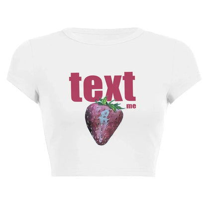 qgtao Y2k Street Crop Tops Women's Short Sleeve O Neck Clothes Sexy T-shirts Sling Vest Graphics Print Summer Female Slim Baby Tees