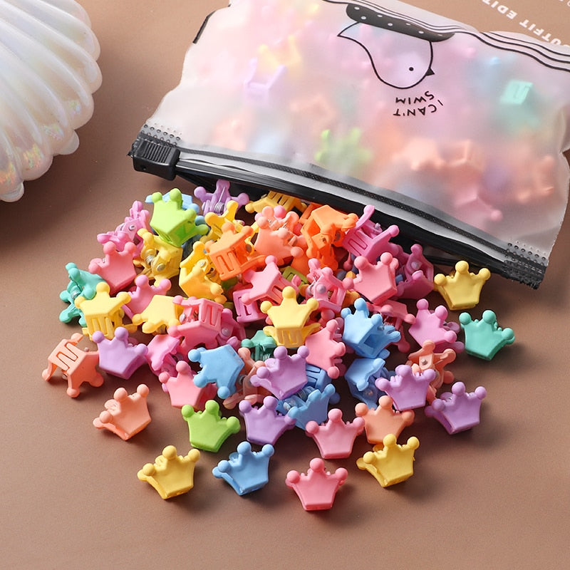 40Pcs Girls Cute Colorful Hair Clips Flower Star Crown Small Hair Claws Kids Sweet Hairpin Cartoons Fashion Hair Accessories