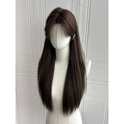OKLULU  -  Temperament Black Wig Long Black Hair Headband Lace Front Wigs Natural Comfortable Fluffy Long Straight Wig for Daily Use