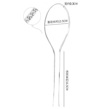 Shining Luxury Alloy Rhinestone Hairbands For Women Long Chain Tassel Bands Crystal Headband Wedding Hair Band Accessories