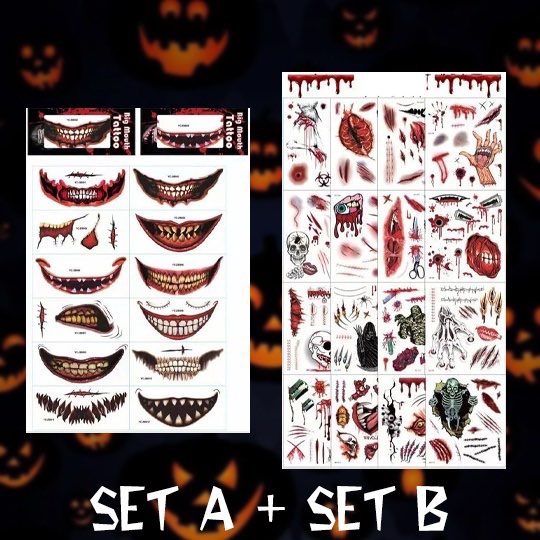 Halloween Prank Makeup Temporary Tattoo 10/5PCS Temporary Face Tattoo DIY Fake Tattoo Party Makeup Stickers Dropshipping