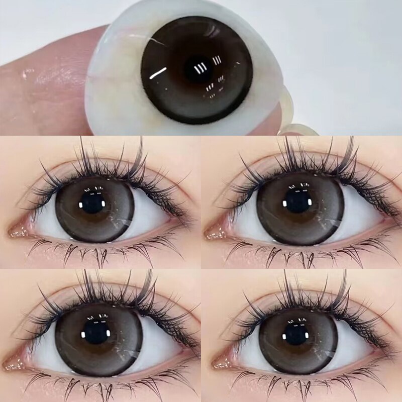 1Pair Color Contact Lenses For Eye Natural Gray Eyes with Myopia Prescription High Quality Color Lens Makeup Yearly New