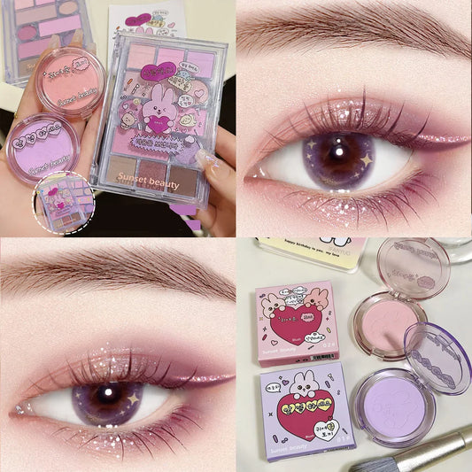 qgtao Love Eye Shadow Palette Matte Powder Blusher Girl Makeup Pallete Shimmer Light Purple 12 Colors Eyeshadow Shiny Long Lasting Hot