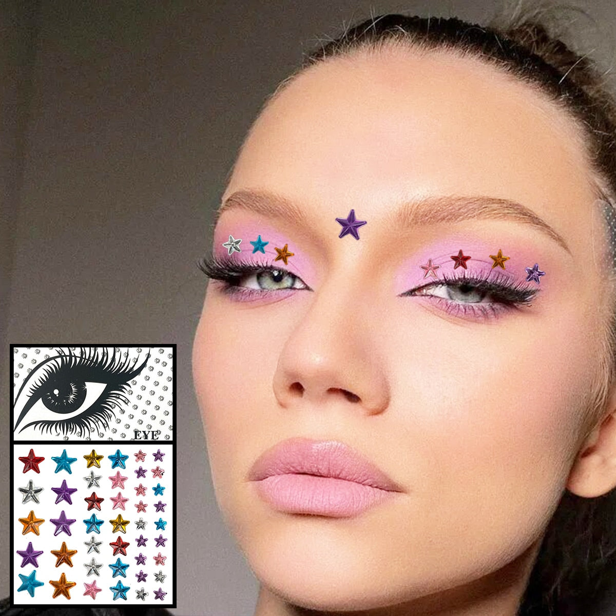 Face Jewelry Temporary Tattoos Eyes Eyeshadow Bindi Dots Crystals Gems Sticker Sparkle Pearl Tears Makeup Jewels Halloween Rave