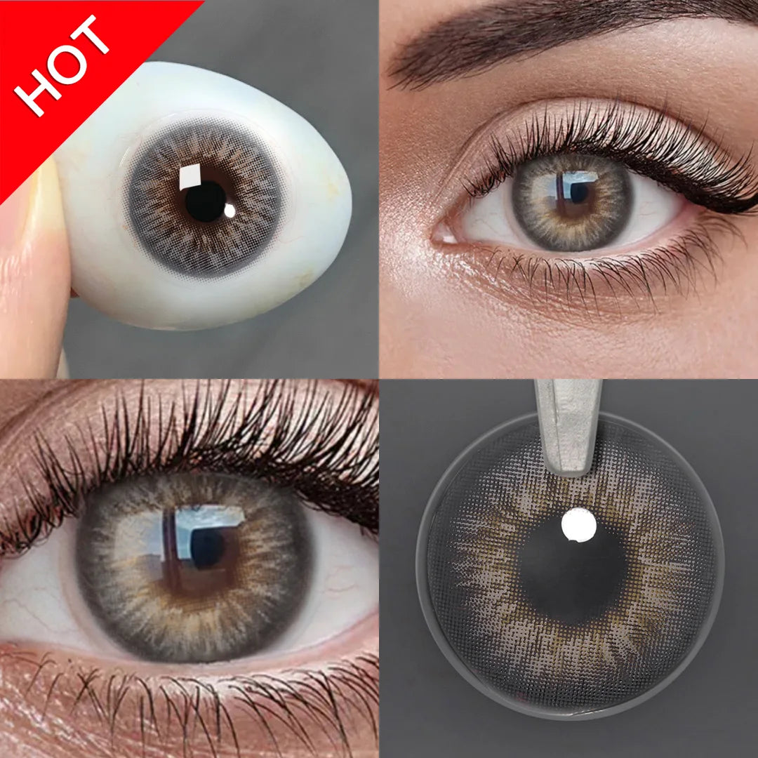 qgtao （0~-6.00）Natural Colored Contact Lenses with Prescription Myopia Lenses with Degree Brown Lenses Gray Pupils