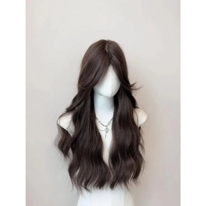 OKLULU  -  Wig for Women Long Wavy Black Brown Wigs Natural Water Ripple Center Parted Eight Curly Hair Soft Hair.for Daily Use Cosplay