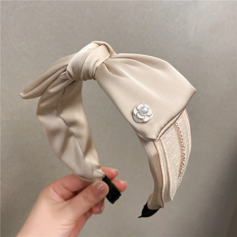 Solid Fabric Satin Hair Scarf Band Hairband for Women Girl Korea Headbands Fashion Accessorie