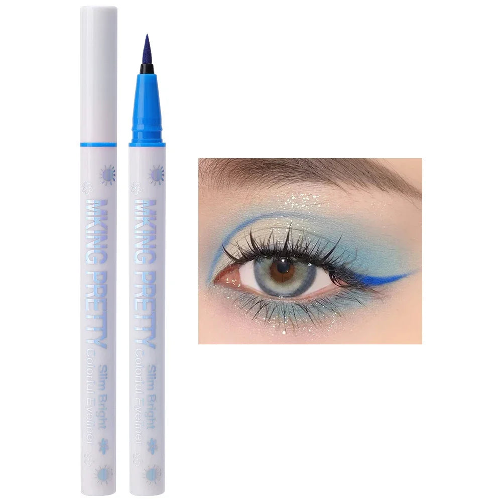 qgtao Colored Eyeliner Pencil Matte Waterproof Long Lasting Eyeliner Liquid Pen Quick-drying No Blooming Black White Eye Makeup Tools