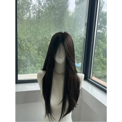 OKLULU  -   Black Wig for Women Long Straight Black Hair Lolita Cosplay Wigs for Daily Use School Life Heat Resistant Synthetic Wigs