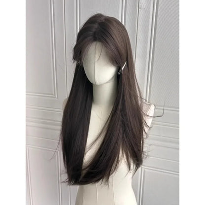 OKLULU  -  Temperament Black Wig Long Black Hair Headband Lace Front Wigs Natural Comfortable Fluffy Long Straight Wig for Daily Use