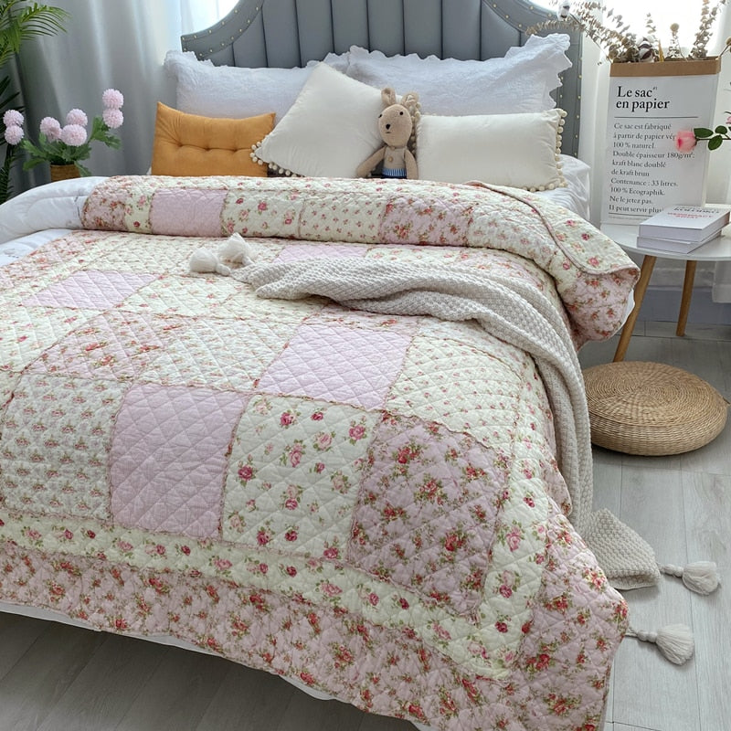 Yeknu Patchwork Cotton Bed Quilt 1PC Bedspread on the Bed CHAUSUB Coverlet for Summer Twin 150*200 Sofa Cover Floral Quilted Blanket