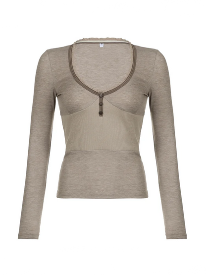 qgtao Y2K T-Shirts Women Vintage Long Sleeve Tops Female Hot Girl Fashion Deep V Neck Tee Ladies 2000S Style Grunge T Shirt Street wear