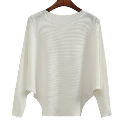 qgtao Winter 2024 Boat Neck Batwing Sweaters Pullovers Women Casual Cashmere Sweater Plus Size Knit Jumpers Tops Pull Femme