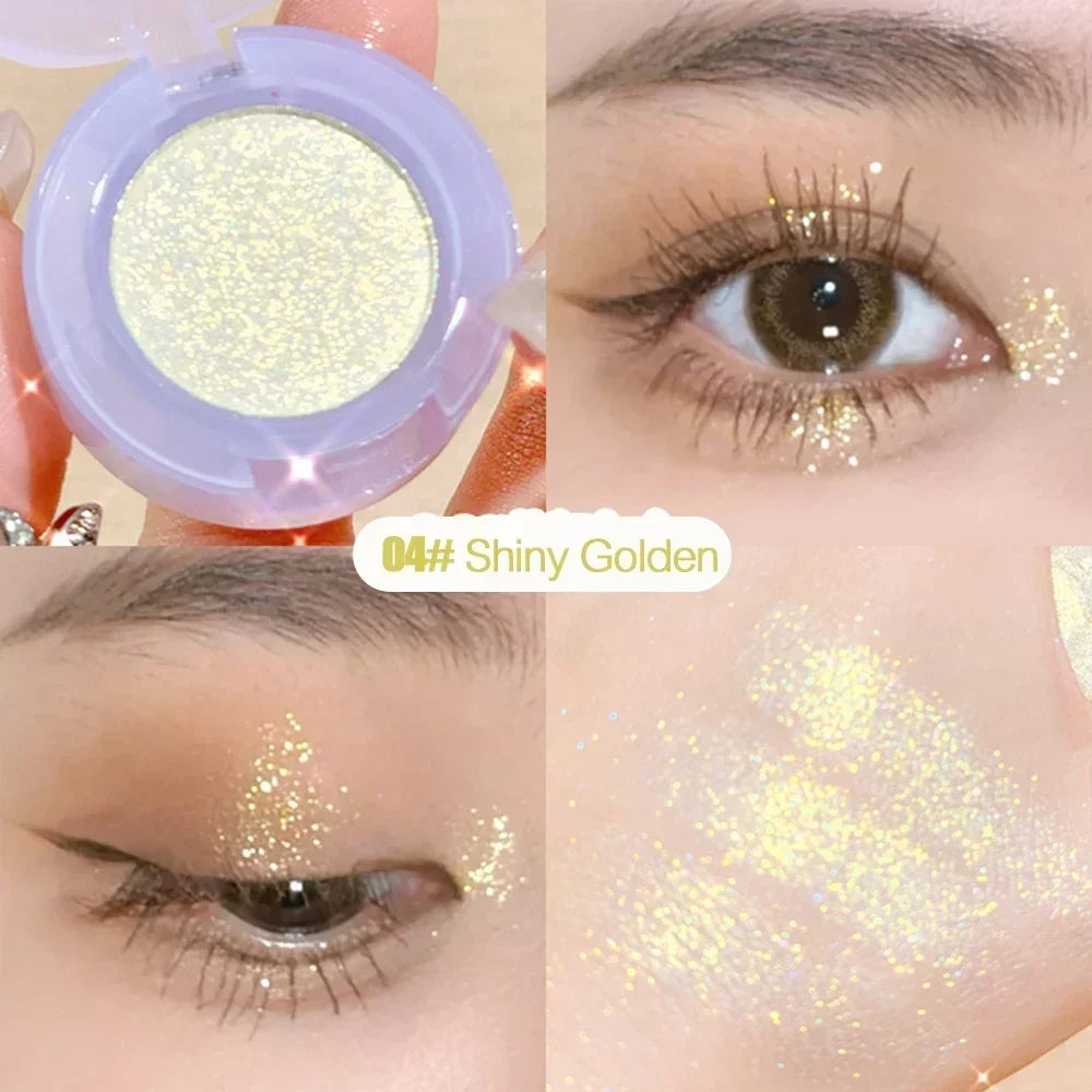 qgtao  -  Diamond Glitter Monochrome Eyeshadow Palette Discoloration Eyeshadow Highlighter Sequins Waterproof Lasting Eyes Makeup Pigments