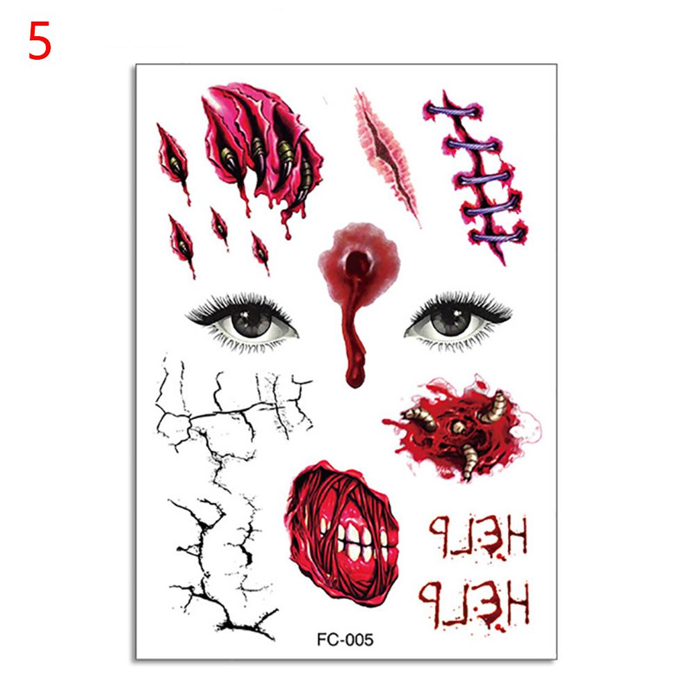 Waterproof Facial Makeup Sticker Special Face tattoo Day Of The Dead Skull Face Dress Up Halloween Temporary Tattoo Stickers