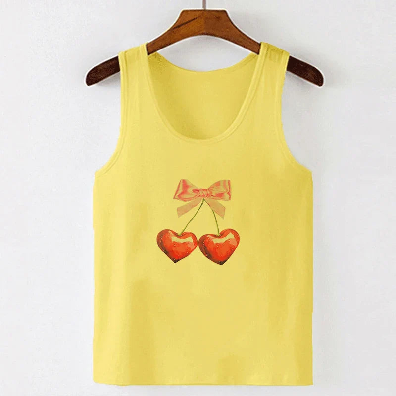 qgtao Y2k Tshirt Grunge Baby Tee Aesthetic Cherry Print Casual Vintage Streetwear Short Sleeve Crop Top Clothes Gothic Slim T-shirts