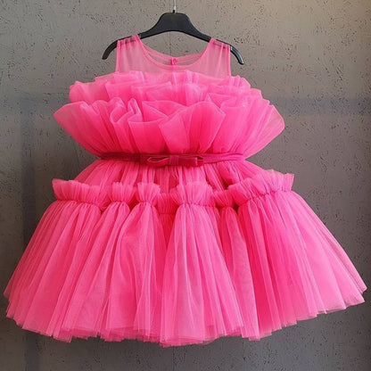 Summer Lace Princess Dresses For Kids 1-5 Year Birthday Dress Flowers Girls Dress Children's Birthday Party Costume Infant Dress