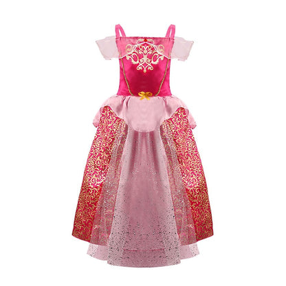 Kid Princess Dress Girl Summer Fancy Party Clothes Children Rapunzel Cinderella Belle Sleeping Beauty Christmas Carnival Costume