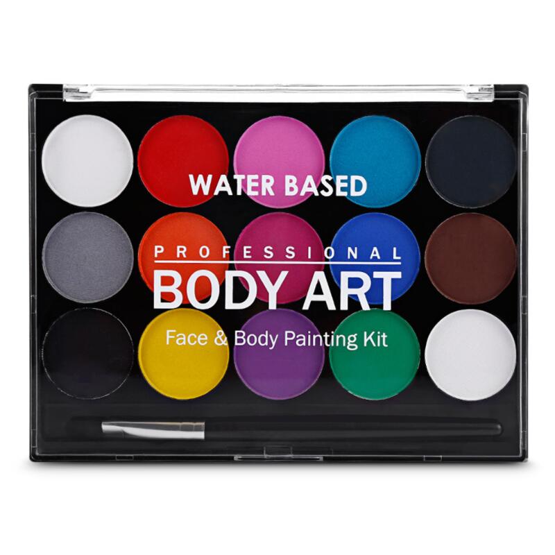 15 Colors Face Body Painting Non Toxic Safe Water Paint Oil with Brush Christmas Halloween Makeup Party Tools