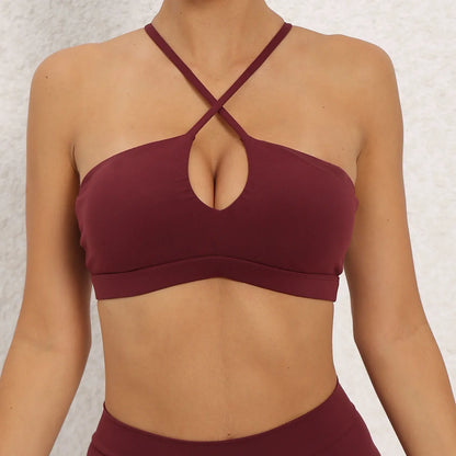 qgtao Hot Girl Hollow Out Running Sports Bra Fitness Yoga Bra Crop Tank Top Underwear Women Vest Shockproof Shirt Jogging Sportswear
