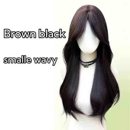 qgtao  -  Long Wave Wig Black Wavy Wigs with Bangs Naturally Soft Synthetic Wig for Cosplay Daily Use Heat Resistant Headband Wigs
