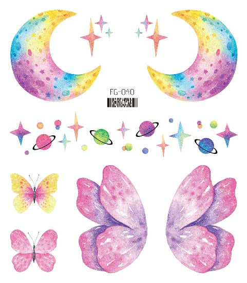 Fairy Butterfly Wings Shiny Tattoo Sticker Waterproof Eyes Face Hand Body Art Fake Tattoos For Women Makeup Dance Music Festival