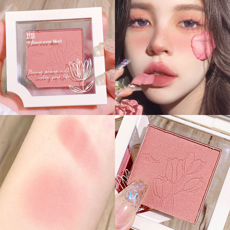 Flowers Mousse Blush Soft Natural Matte Blusher Powder Face Contour Highlighter Silky Smooth Cheek Makeup Brighten Skin Tones