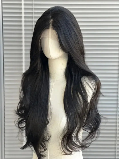 qgtao  -  Black Wig for Women 13*4 Lace Front Wig Long Wavy Hair Deep Parting Black Curly Hair Natural Hairline Lace Front Synthetic Wig