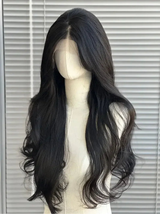 qgtao  -  Black Wig for Women 13*4 Lace Front Wig Long Wavy Hair Deep Parting Black Curly Hair Natural Hairline Lace Front Synthetic Wig