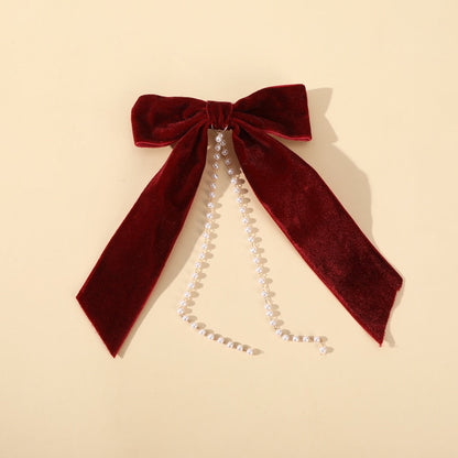 AWAYTR Tassel Elegant Vintage Bow Pearl Chain Hairpins Sweet Hair Decorate Headband Hair Clips For Fashion Hair Accessories