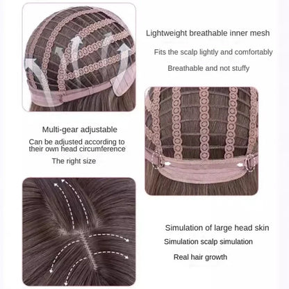 qgtao  -  Black Wig Female Headband Body Wavy Rose Hair Net Models in French Bangs High Level Simulation Hair Wig