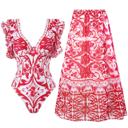 qgtao New Arrival Push Up Women Bikini Set Floral Printed Ruffle Bikinis Strappy Bandage Swimwear Brazilian Biquini Bathing Suit