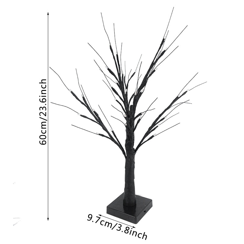 Halloween Decor LED Birch Tree Light Halloween Party Hanging Ornaments Tree Decorations for Home Table Kids Gift Christmas Lamp
